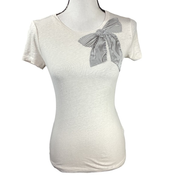 J. Crew Tee with a Silk Bow Tee SZ Small - Picture 6 of 11